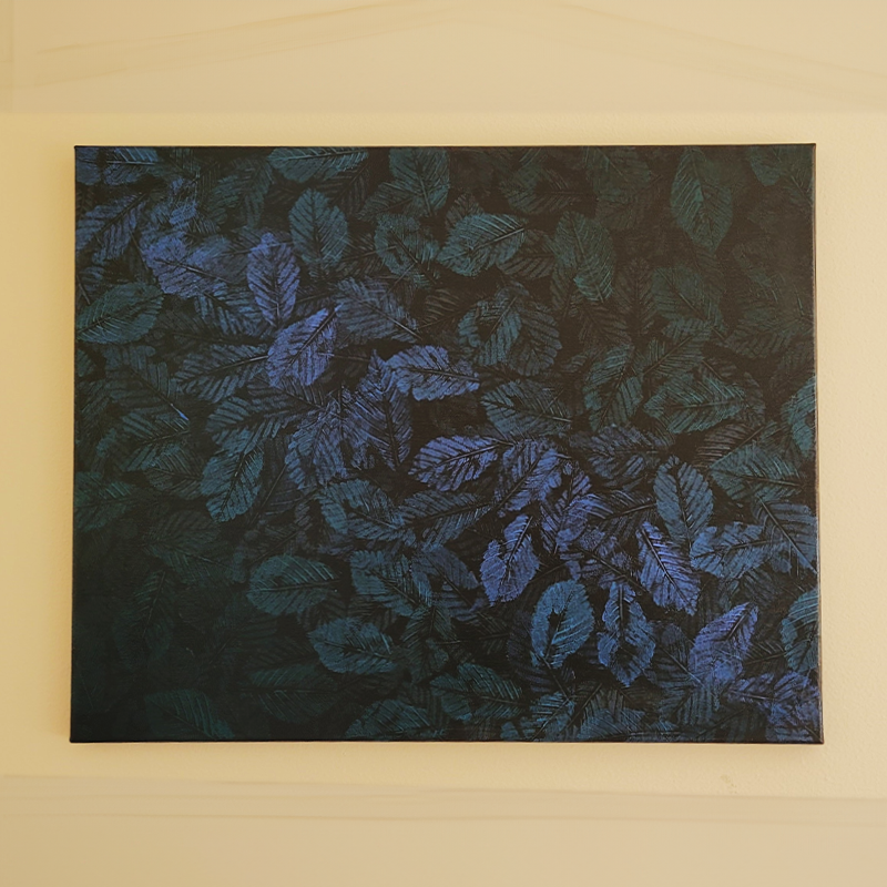 leaf print painting