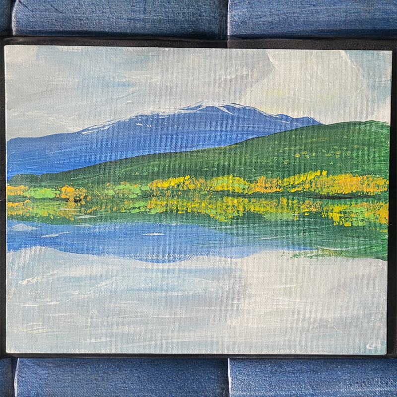 mountain lake painting